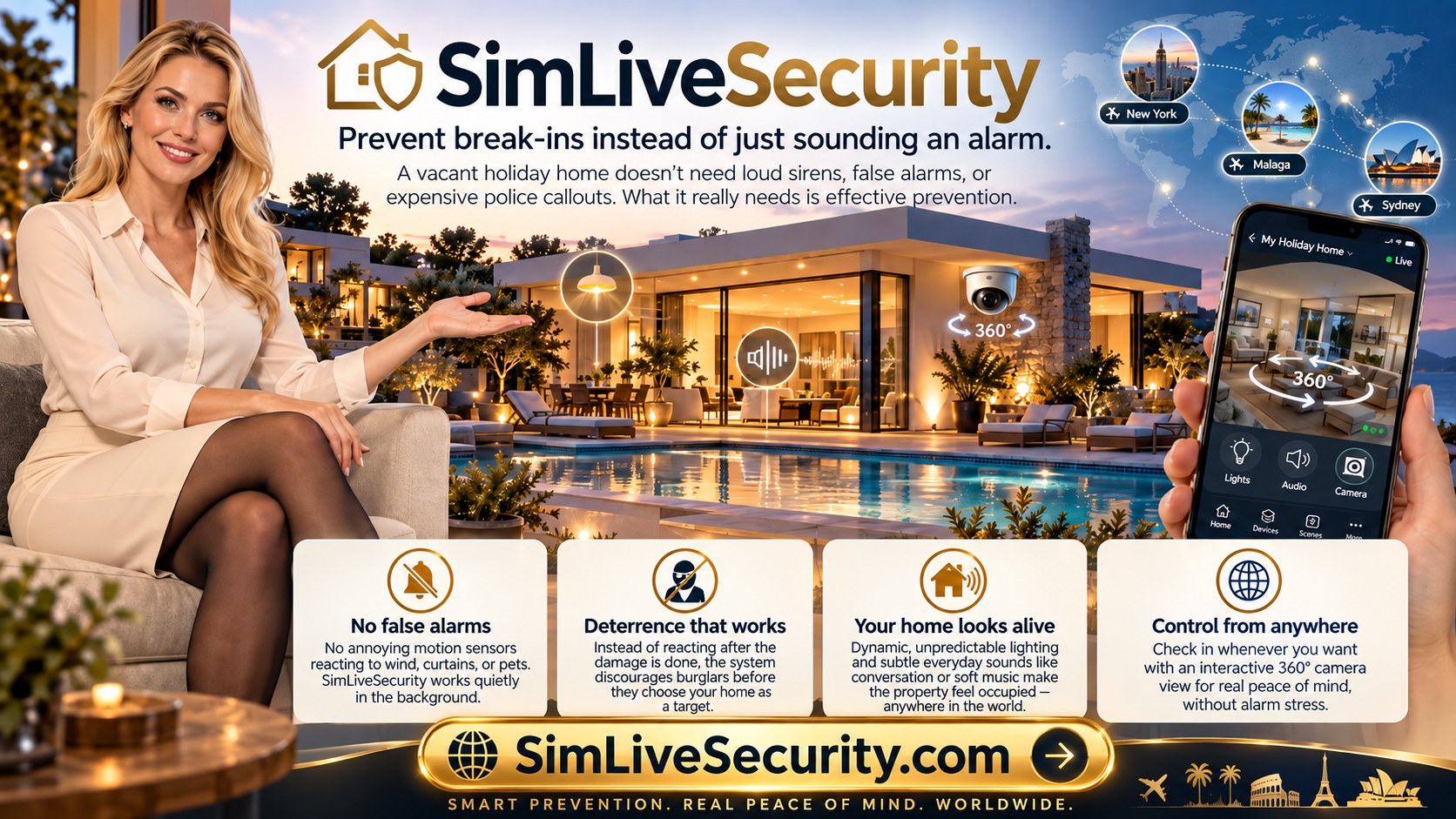 SimLiveSecurity occupancy simulation and 360-degree remote checking for holiday homes worldwide